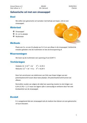 Practicum redoxchemie - Arnout Devos