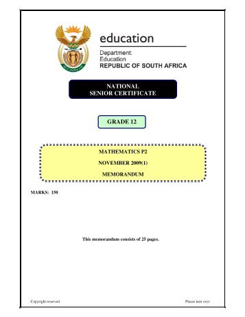 NATIONAL SENIOR CERTIFICATE GRADE 12 - Maths Excellence