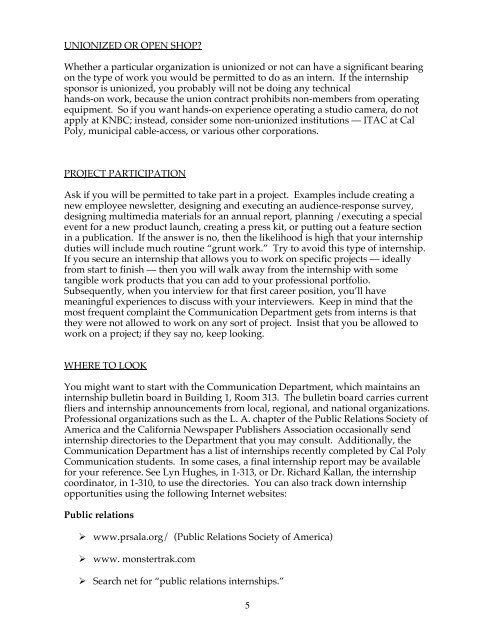 Internship Guidelines and Procedures Manual - Cal Poly Pomona