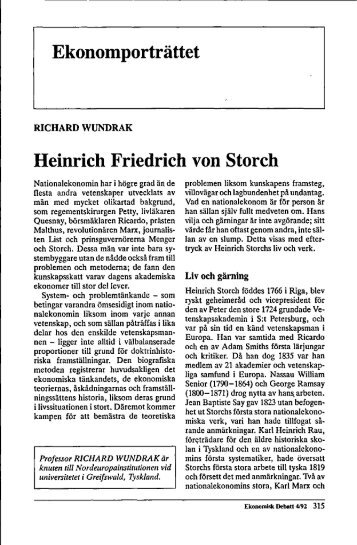 Heinrich Friedrich von Storch - Ekonomisk Debatt