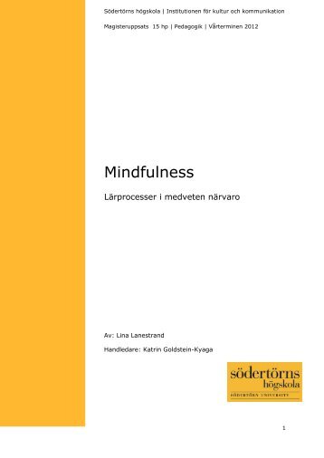 Mindfulness – lärprocesser i medveten närvaro - Lina Lanestrand