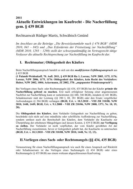 Fristsetzung zur Nacherfüllung - Rechtsanwalt Schwäbisch Gmünd