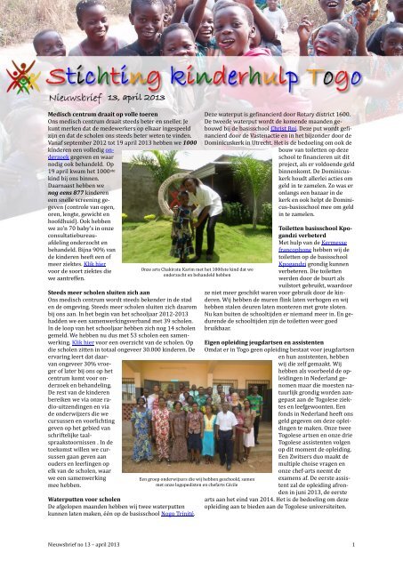 NieuwsBrief no13 Nederlands April 2013 - Stichting Kinderhulp Togo