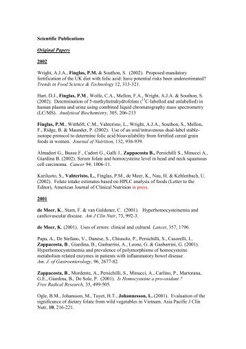Scientific Publications Original Papers 2002 Wright, A.J.A., Finglas ...