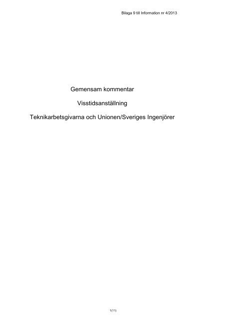 Gemensam kommentar visstidsanställning Unionen/Sveriges ...