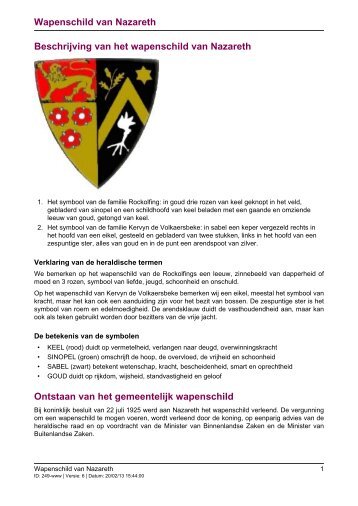 Wapenschild van Nazareth Beschrijving van het wapenschild van ...