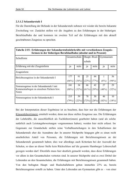 Noten oder Berichte? Die schulische Beurteilungspraxis ... - Hamburg