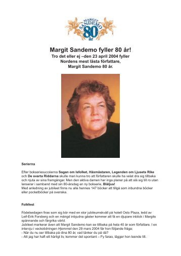 Margit Sandemo fyller 80 år!