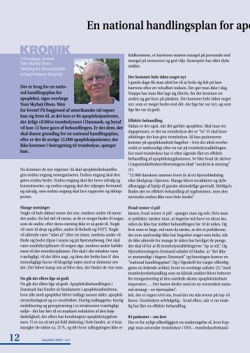 En national handlingsplan for apopleksi – for KRONIK