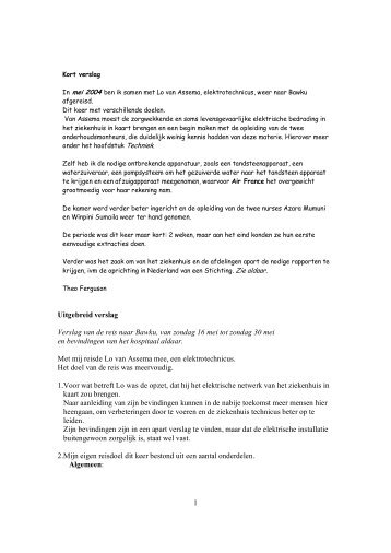 verslag van Theo Ferguson - 16-30 mei - Stichting Vrienden van ...
