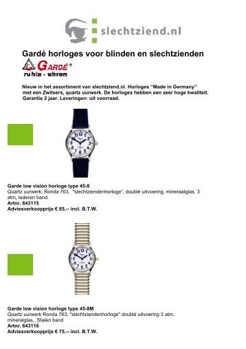 Garde horloge - Slechtziend.nl