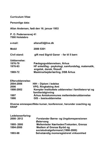 Her er mit CV - Allan Andersen – I will