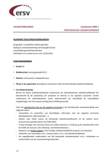 Functieprofiel stafmedewerker arbeidsmarktbeleid - POM Limburg