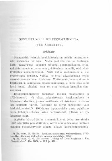 Urho Somerkivi: Sunnuntaikoulujen perustamisesta (pdf) - Suomen ...