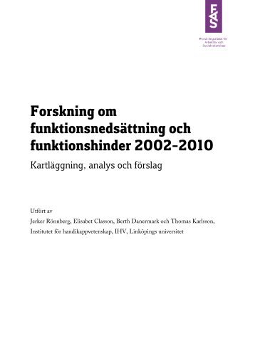 Forskning om funktionsnedsättning och funktionshinder 2002 ... - Fas