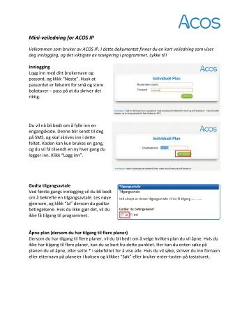 Miniveileder for ACOS IP - ACOS Individuell Plan (IP)