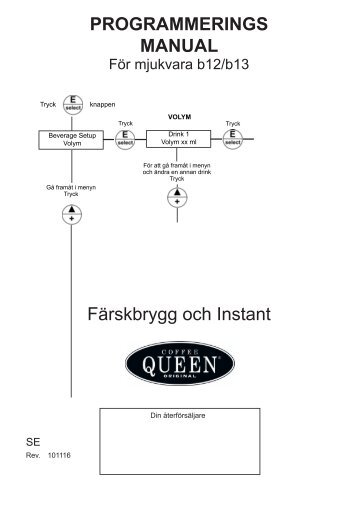 PROGRAMMERINGS MANUAL Färskbrygg och Instant - Crem ...