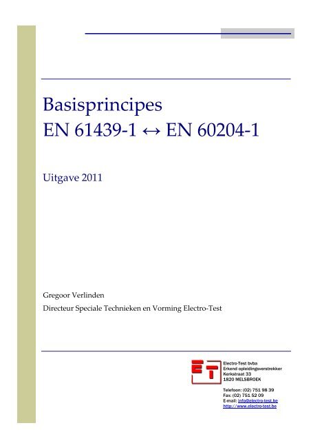BASISPRINCIPES EN 61439-1 - RTC Vlaams-Brabant