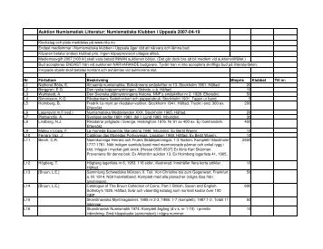 Litteratur - Numismatiska Klubben i Uppsala