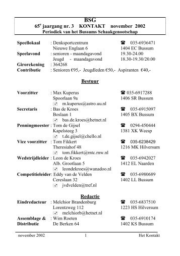 november 2002 - Bussums Schaakgenootschap