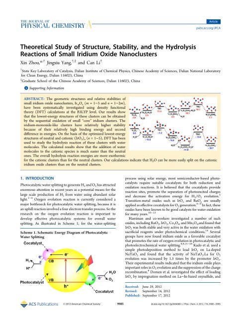 Theoretical Study of Structure, Stability, and the Hydrolysis ...