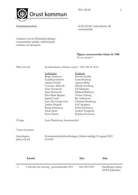 Kommunstyrelsen 2011-08-10 Kallelse.pdf - Orust kommun