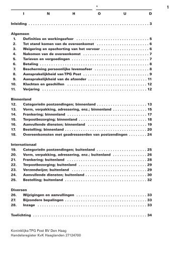 Algemene Voorwaarden voor opgedragen Postvervoer - PostNL