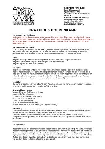 DRAAIBOEK BOERENKAMP - Stichting Vrij Spel Hendrik-Ido-Ambacht