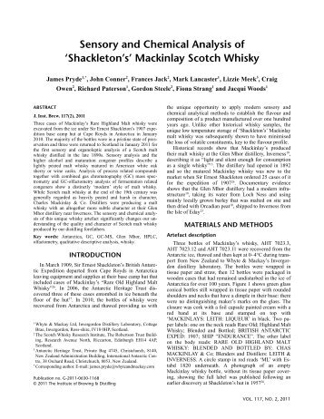 Sensory and Chemical Analysis of “Shackleton's ... - Whisky Barons