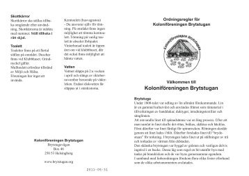 Ordningsregler - Koloniföreningen Brytstugan