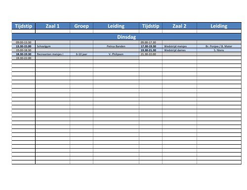 Lesrooster zaal Langeweg - Gymnastiekvereniging St Christoffel ...
