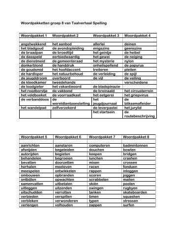 Woordpakketten groep 8 van Taalverhaal Spelling - Het Visnet