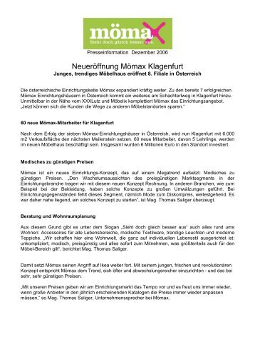 Neueröffnung Mömax Klagenfurt