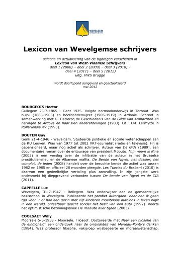 Lexicon Wevelgemse schrijvers - mei 2012