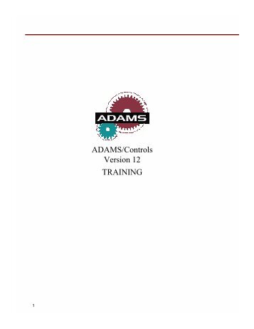 ADAMS/Controls Version 12 TRAINING