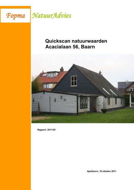 FN2011-26 Quick scan Acacialaan 56 Baarn ... - Gemeente Baarn
