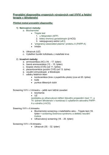 Prenatální diagnostika vrozených vývojových vad (VVV) a ... - eAMOS