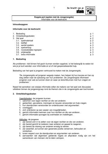De kracht van je 1 Koppie-pot (spelen met de Jongerengids ...