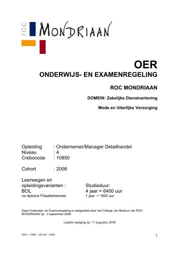 OER 10850 ondernemer-manager DH - ROC Mondriaan