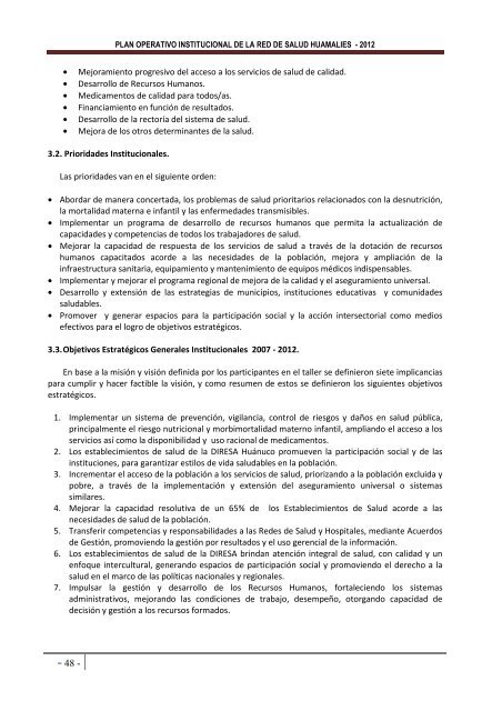 Plan Operativo Institucional - RED de Salud Huamalies