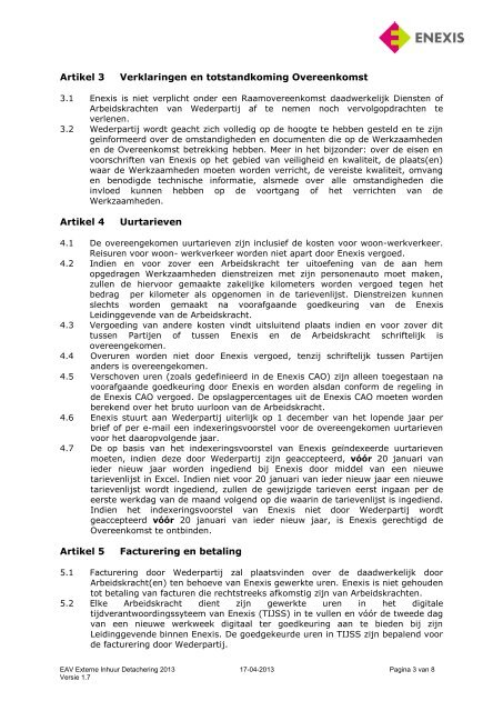 Enexis Aanvullende Voorwaarden voor Inhuur en Detachering 2013