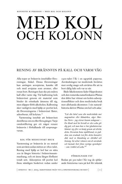 Med kol och kolonn - Spritmuseum