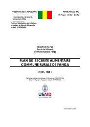 PLAN DE SECURITE ALIMENTAIRE COMMUNE RURALE DE FANGA