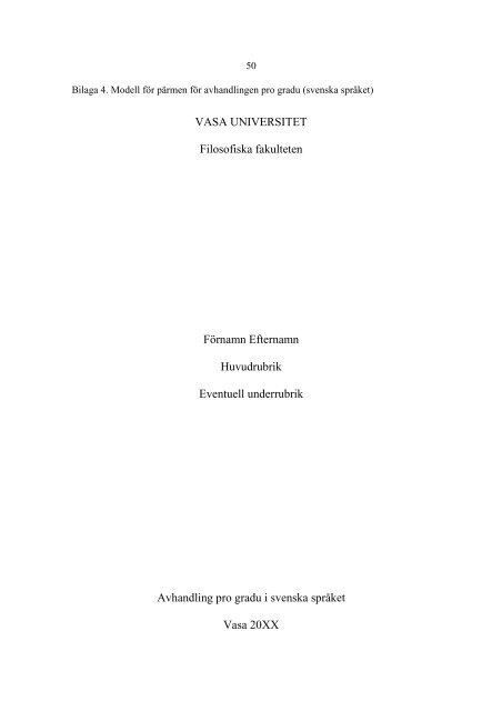 VASA UNIVERSITET Filosofiska fakulteten ... - Vaasan yliopisto