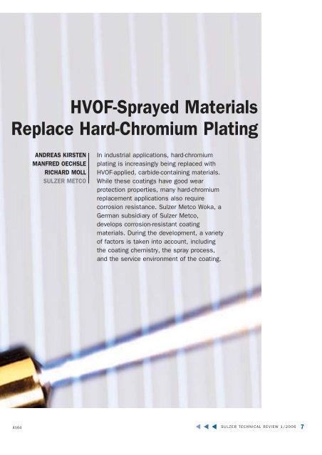 Hvof-Sprayed Materials Replace Hard-Chromium Plating