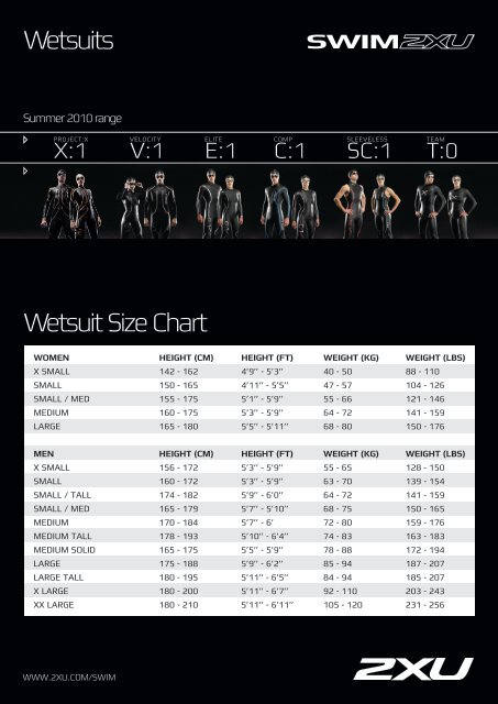 Wetsuit Size Chart Wetsuits - TRIHUB