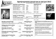 Sportprogramma januari tot en met juni 2013