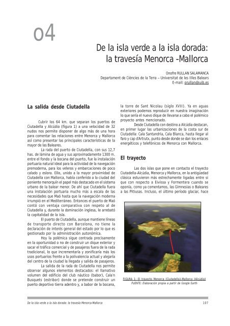 la travesía Menorca -Mallorca - Universitat de les Illes Balears