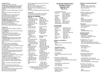 Intercession list in franciscan