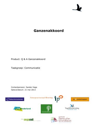 Ganzenakkoord - Faunabeheereenheid Nederland